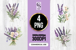 Lavender Watercolor Floral Clipart Sublimation PNG Product Image 1