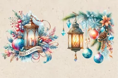 Christmas Lantern Watercolor Cliparts PNG sublimation Product Image 2