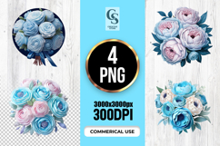 Blue Floral Bouquet Clipart Sublimation PNG Product Image 1