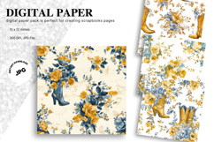 Western Cowboy Pattern Digital Paper Background Wallpaper_6 Product Image 1