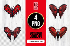 Gothic Red Butterfly Wing Clipart Sublimation PNG Product Image 1