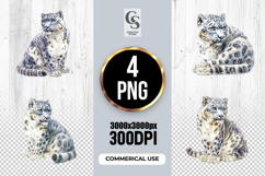 Watercolor Snow Leopard Illustration Clipart Sublimation PNG Product Image 1