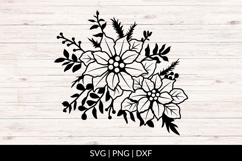 Hand Drawn Poinsettia Floral Arrangement SVG Product Image 1