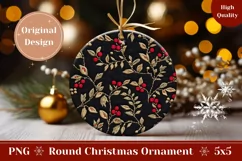 Floral Christmas Gift Tag PNG, Embroidery Christmas Ornament Product Image 1