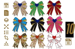 Glitter Heart Bow Clipart Bundle | 10 Valentine Ribbon Bows Product Image 1
