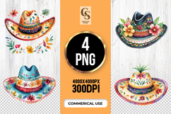 Floral Mexican Sombrero Hat Clipart Sublimation PNG Product Image 1