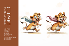 Grumpy Super lion watercolor clipart sublimation Product Image 1