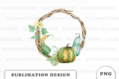 Watercolor Autumn Pumpkins Wreath png Product Image 1