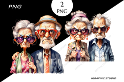 Grandparents clipart, Old lady and old man couple clipart Product Image 1