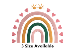 Cute Rainbow with Hearts Embroidery Design Product Image 1
