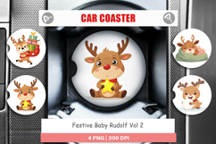 Car Coaster Festive Baby Rudolf Product Image 1