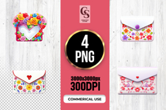 Floral Envelope Illustration Clipart Sublimation PNG Product Image 1