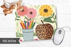 Leopard Apple And Sunflowers Mouse Pad PNG Design Product Image 1