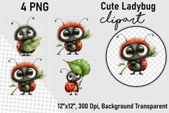 Cute Ladybug Clipart PNG, Clipart PNG Product Image 1