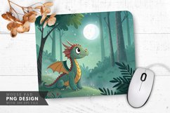 Enchanting Dragon in a Moonlit Forest Mouse Pad PNG Design Product Image 1