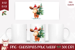 Cartoon Christmas Moose Mug, Christmas Animals Mug Product Image 1