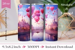 Valentines Tumbler Sublimation, Magic Love City Tumbler PNG Product Image 1