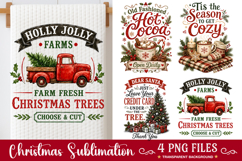 Christmas Kitchen Towel Sublimation, Vintage Christmas PNG Product Image 2