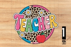 Teacher Leopard Print Daisy SVG PNG Product Image 1