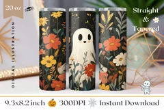 Cartoon Ghost Tumbler Wrap, Fantasy Tumbler Sublimation Product Image 1