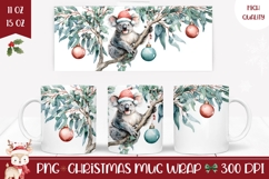 Watercolor Christmas Koala Mug Wrap, Christmas Animals Mug Product Image 1