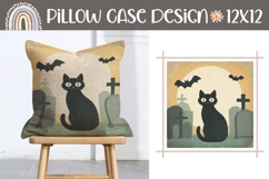 Cartoon Halloween Pillow, Black Cat Pillow, Bat PNG Product Image 1