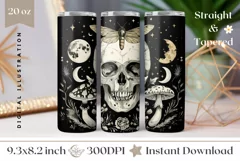 Mystical Tumbler Wrap Design, Vintage Skull Tumbler Design Product Image 1