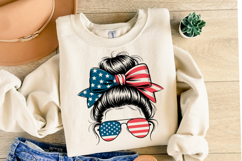 USA Messy Bun Svg Design | Svg Cut Files | Shirt Svg Product Image 2