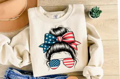 USA Messy Bun Svg Design | Svg Cut Files | Shirt Svg Product Image 2