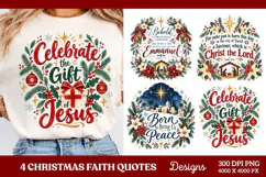 4 Christian Christmas PNG Designs, 4 Christmas Faith Quote P Product Image 1
