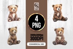 Cute Baby Bear Clipart Sublimation PNG Product Image 1