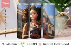 Afro Mom Tumbler Wrap Design, Mother's Day Sublimation PNG Product Image 1