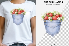 Denim pocket strawberries png design for T-shirts Product Image 1