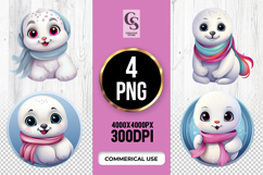 Cute kawaii Seal Clipart Sublimation PNG Product Image 1