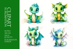 Watercolor Dino, Valentines Day Clipart Sublimation Product Image 1