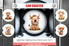 Highland Cow Farm Friends Car Coaster Product Image 1