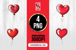 Red Heart Balloon Illustration Clipart Sublimation PNG Product Image 1
