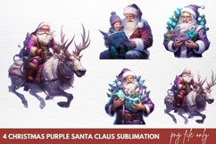 Christmas purple santa claus sublimation PNG Product Image 1