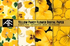 Yellow Pansy Flower Digital Paper Pattern Product Image 1