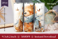 Winter Tumbler Wrap, Teddy Bear Tumbler Sublimation Product Image 1