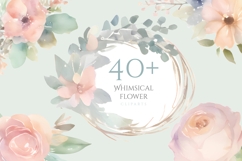 40 Whimsical Flower Clipart PNG, Watercolor Floral Ornament Product Image 1