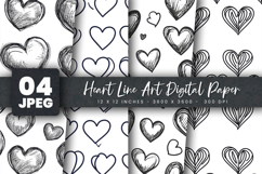 Heart Line Art Digital Paper Product Image 1