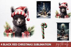 Black Red Christmas Sublimation PNG Product Image 1