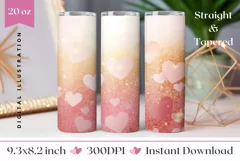 Glitter Hearts Tumbler Design, Valentine's Day Tumbler Wrap Product Image 1