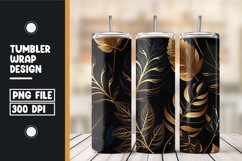 Golden and black 3d leaves tumbler wrap Product Image 1