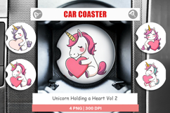 Car Coaster Unicorn with Heart Product Image 1