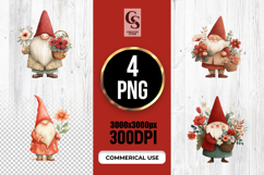 Watercolor Autumn Garden Gnome Clipart Sublimation PNG Product Image 1