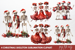Christmas Skeleton Sublimation Clipart Product Image 1