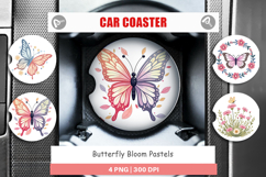 Car Coaster Butterfly Bloom Pastels Product Image 1