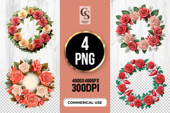 Rose Wreath Frame Clipart Sublimation PNG Product Image 1